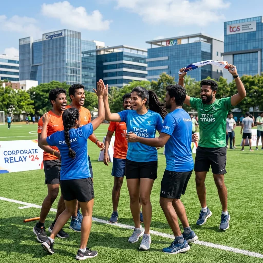 South Indian tech corporate fitness team event in Chennai